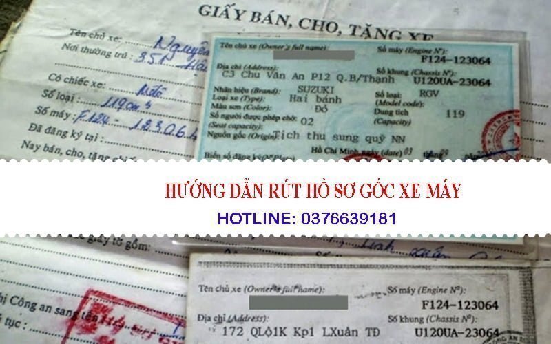 rút hồ sơ gốc xe máy